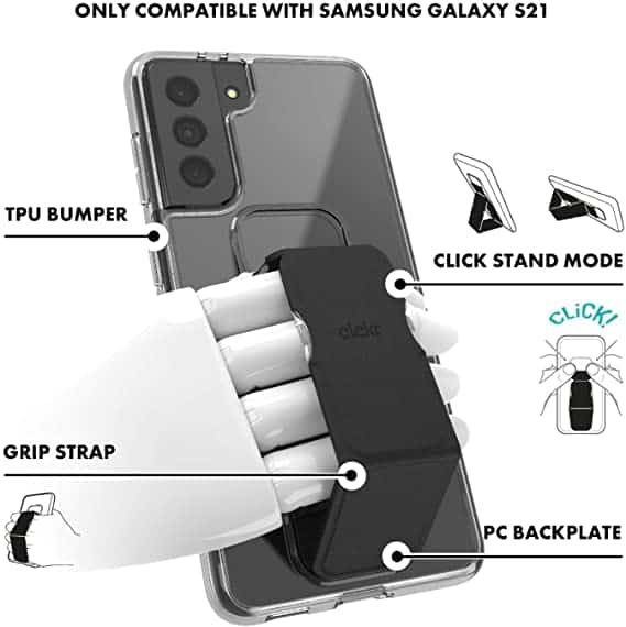 Amazon.com: CLCKR Compatible with Samsung Galaxy S21 Case with Phone Grip  and Expanding Stand, Transparent Phone Case with Expanding Stand, Clear :  Everything Else