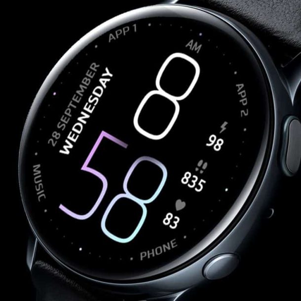 New Samsung Galaxy watch faces: KD28 - Large numbers, easy to read, with  apps | Watch faces, Samsung watches, Cool watches