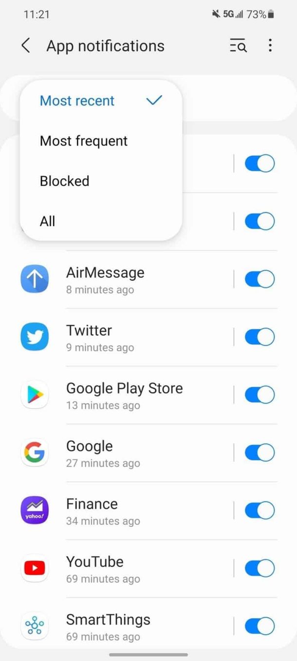 Turning off ad notifications on a Samsung phone