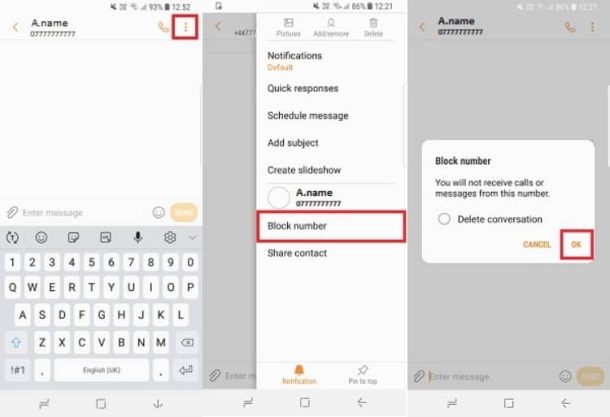 how to block text messages on samsung