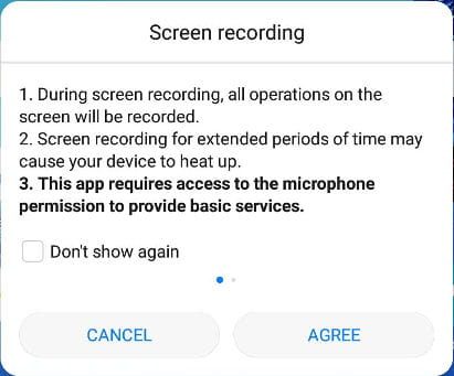 Screen recording message Galaxy S8
